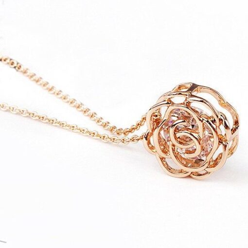 Rose Is A Rose Pendant And Chain 18kt Rose With 2ct CZ Bonus Free Earrings In White Yellow And Rose Gold Field - Image 9